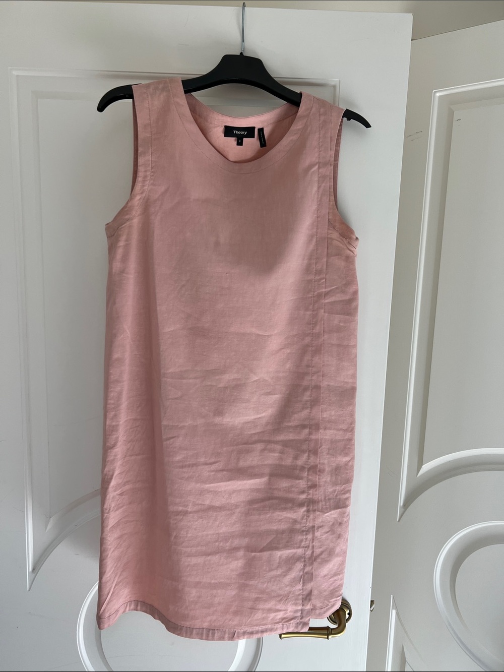 Theory Sleeveless blush Pink linen blend Shift Dress